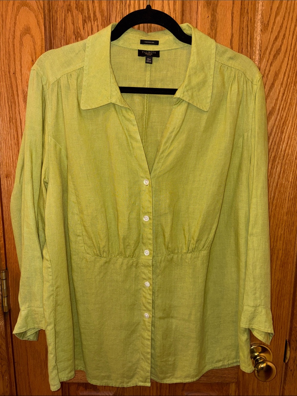 Talbots Lime Green Button-Front Blouse